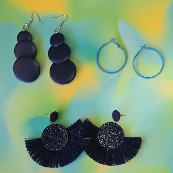 Striped Blue and White Clutch Bag With Matching Jewelry Bundle. All Included! - Picture 4 of 7